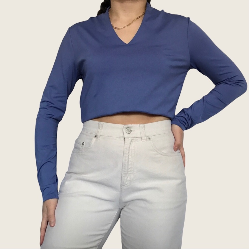 4/$25 Croft & Barrow periwinkle blue v neck long sleeve